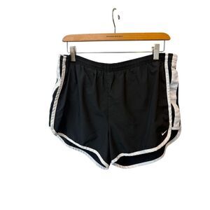Nike Athletic Shorts Black‎ White Stripe Running Training Workout Activewear L